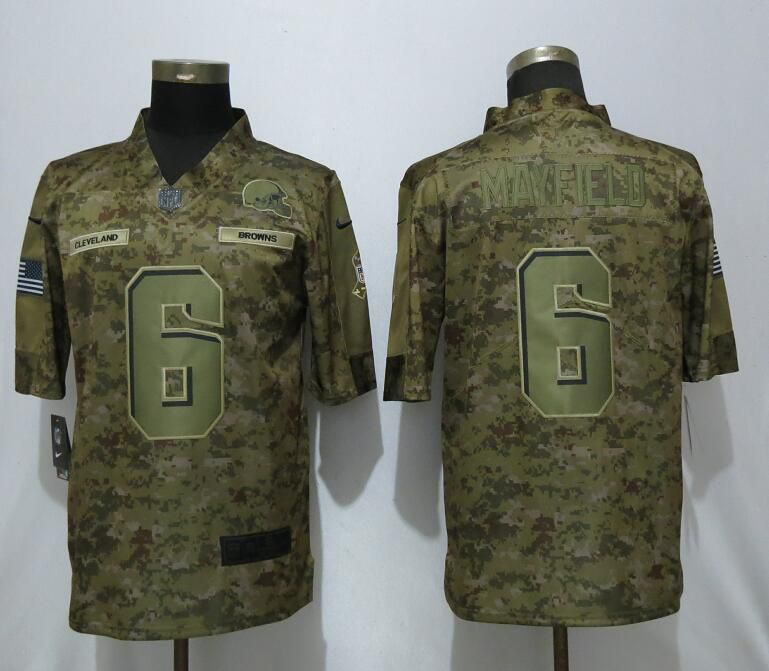 Men Cleveland Browns #6 Mayfield Nike Camo Salute to Service Limited NFL Jerseys